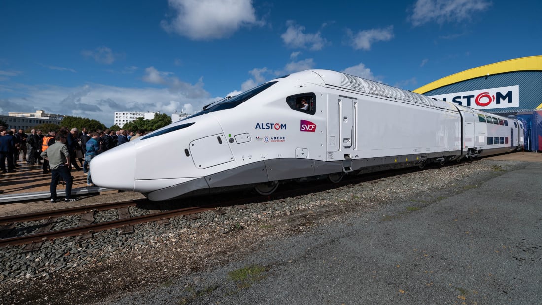 Invitees and journalists attend the presentation of the new SNCF's TGV 