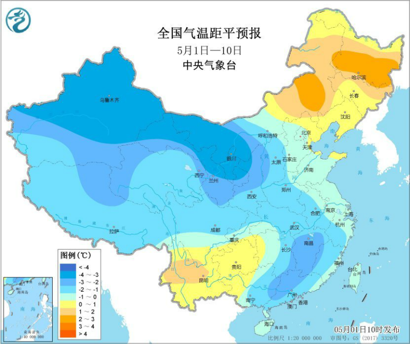 五一节后期有明显降雨过程  未来10天全国大部地区气温偏低