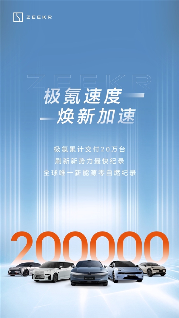 极氪：1年内完成下一个20万台目标